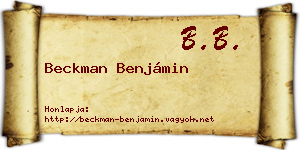 Beckman Benjámin névjegykártya