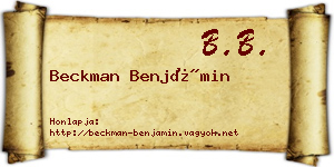 Beckman Benjámin névjegykártya